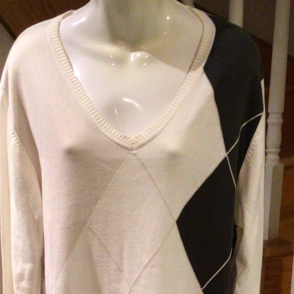 Men’s preppy trend v neckline pullover style long sleeve knit top - Picture 3 of 5